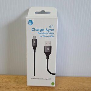 NWOT AT&T Charge-Sync Braided Cable for Micro-USB